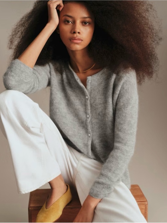 Sezane Sweaters - Gray Button-Front Women’s Sweater Cardigan